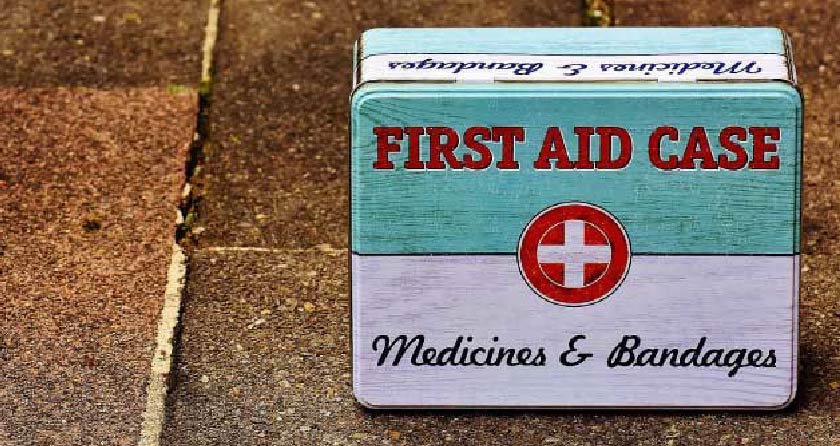 first aid kit box medicine bandaids emergency