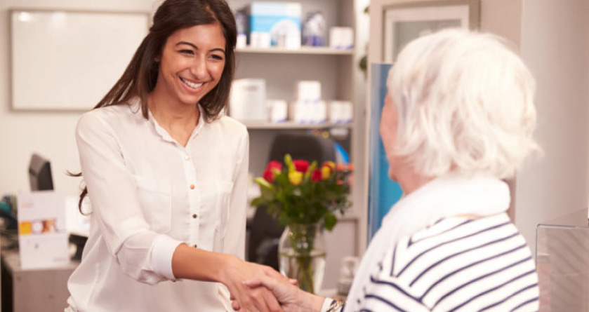 warm greeting at the dentist's office prior to oral surgery